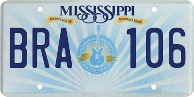 MS license plate BRA106
