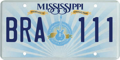 MS license plate BRA111