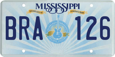 MS license plate BRA126