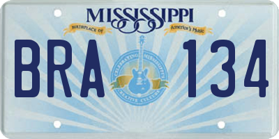 MS license plate BRA134