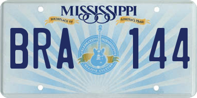 MS license plate BRA144