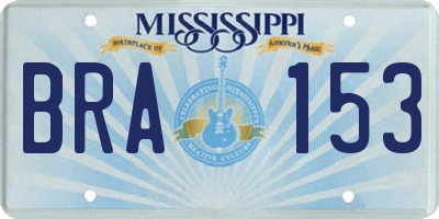 MS license plate BRA153