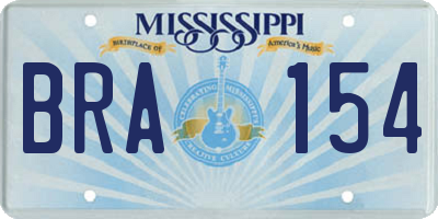 MS license plate BRA154