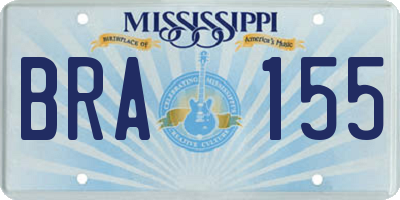 MS license plate BRA155