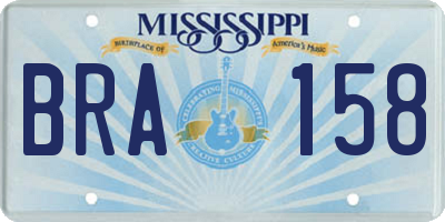 MS license plate BRA158