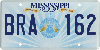MS license plate BRA162