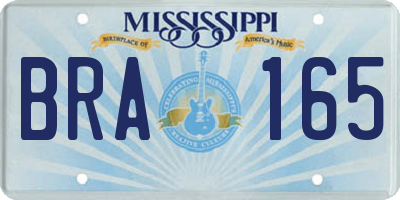 MS license plate BRA165