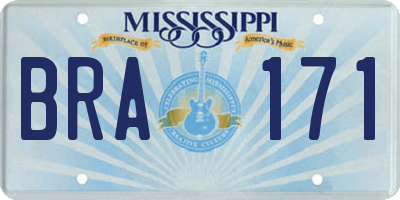 MS license plate BRA171