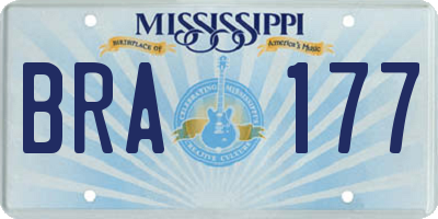 MS license plate BRA177