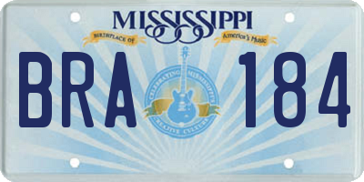 MS license plate BRA184