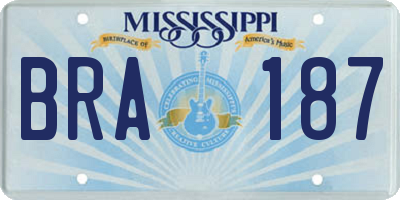 MS license plate BRA187