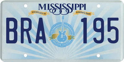 MS license plate BRA195