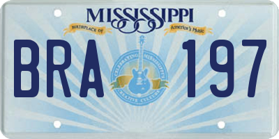 MS license plate BRA197
