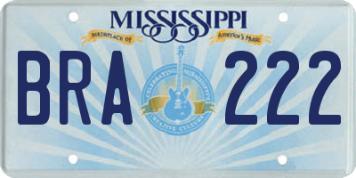 MS license plate BRA222