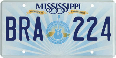 MS license plate BRA224