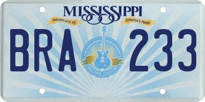 MS license plate BRA233