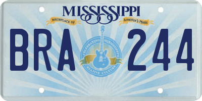 MS license plate BRA244