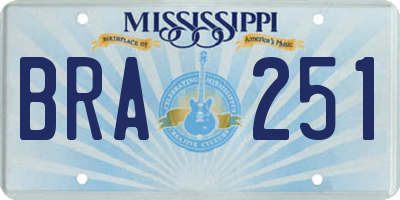 MS license plate BRA251