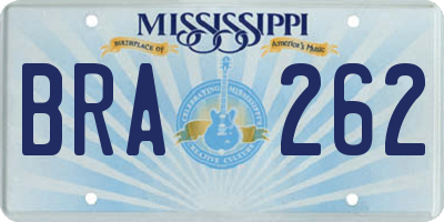 MS license plate BRA262
