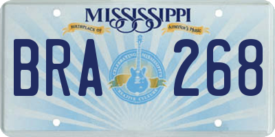 MS license plate BRA268