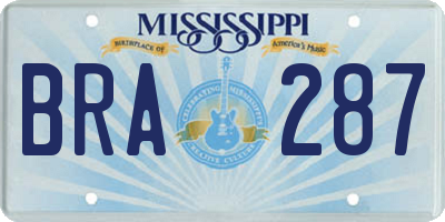MS license plate BRA287
