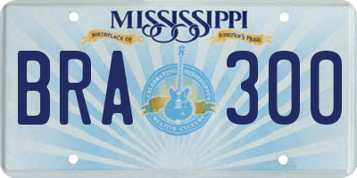 MS license plate BRA300