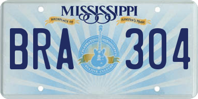 MS license plate BRA304