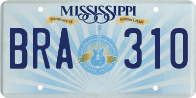 MS license plate BRA310