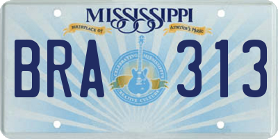 MS license plate BRA313