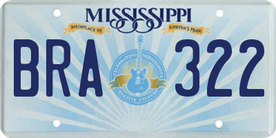 MS license plate BRA322