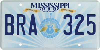 MS license plate BRA325
