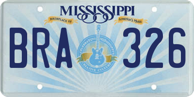 MS license plate BRA326