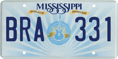 MS license plate BRA331