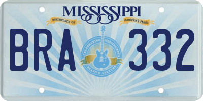 MS license plate BRA332