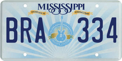 MS license plate BRA334