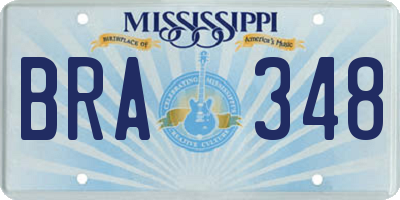 MS license plate BRA348