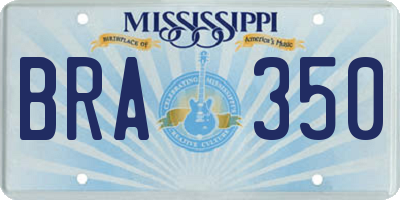 MS license plate BRA350