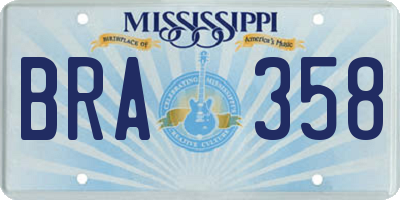 MS license plate BRA358
