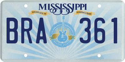MS license plate BRA361