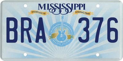 MS license plate BRA376