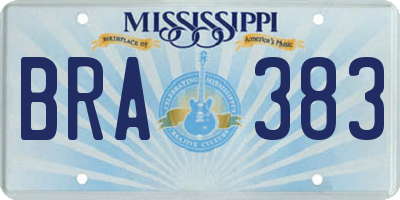 MS license plate BRA383