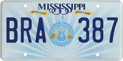 MS license plate BRA387
