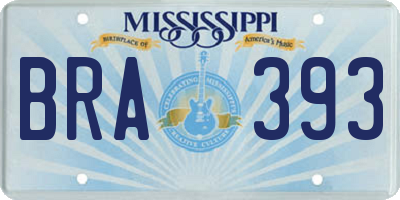 MS license plate BRA393