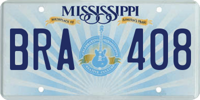 MS license plate BRA408