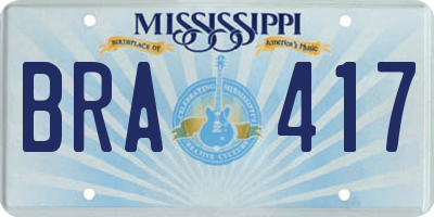 MS license plate BRA417