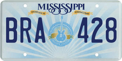 MS license plate BRA428