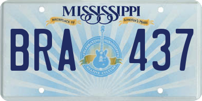 MS license plate BRA437
