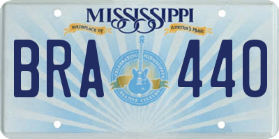 MS license plate BRA440