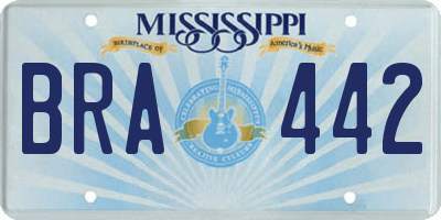 MS license plate BRA442