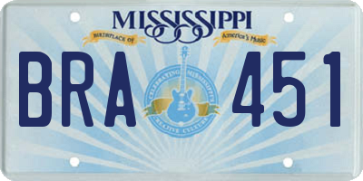 MS license plate BRA451
